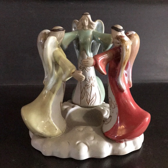 Vintage Candleholder Three Dancing Angels Tealight - Picture 2 of 8